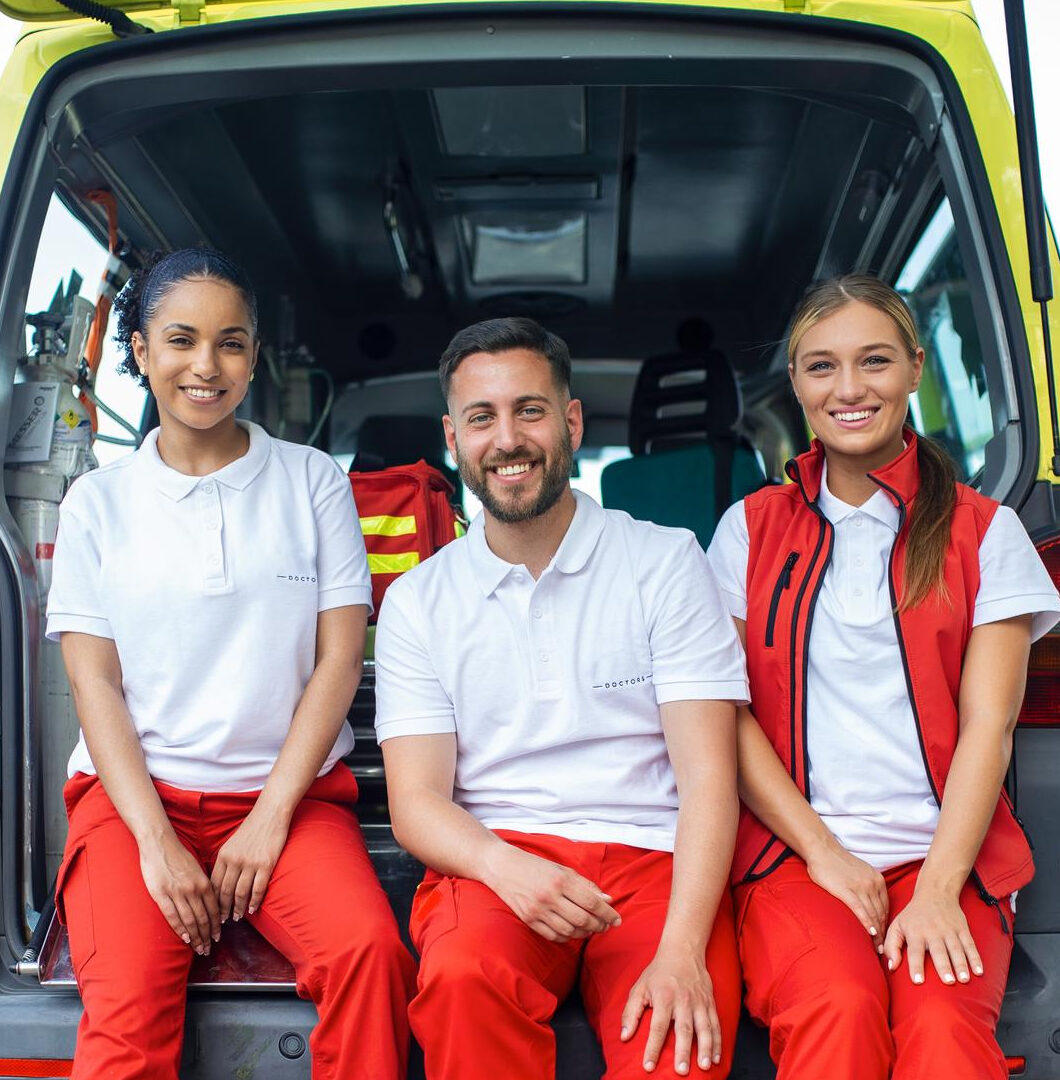 First aiders practicing emergency scene management during a crisis